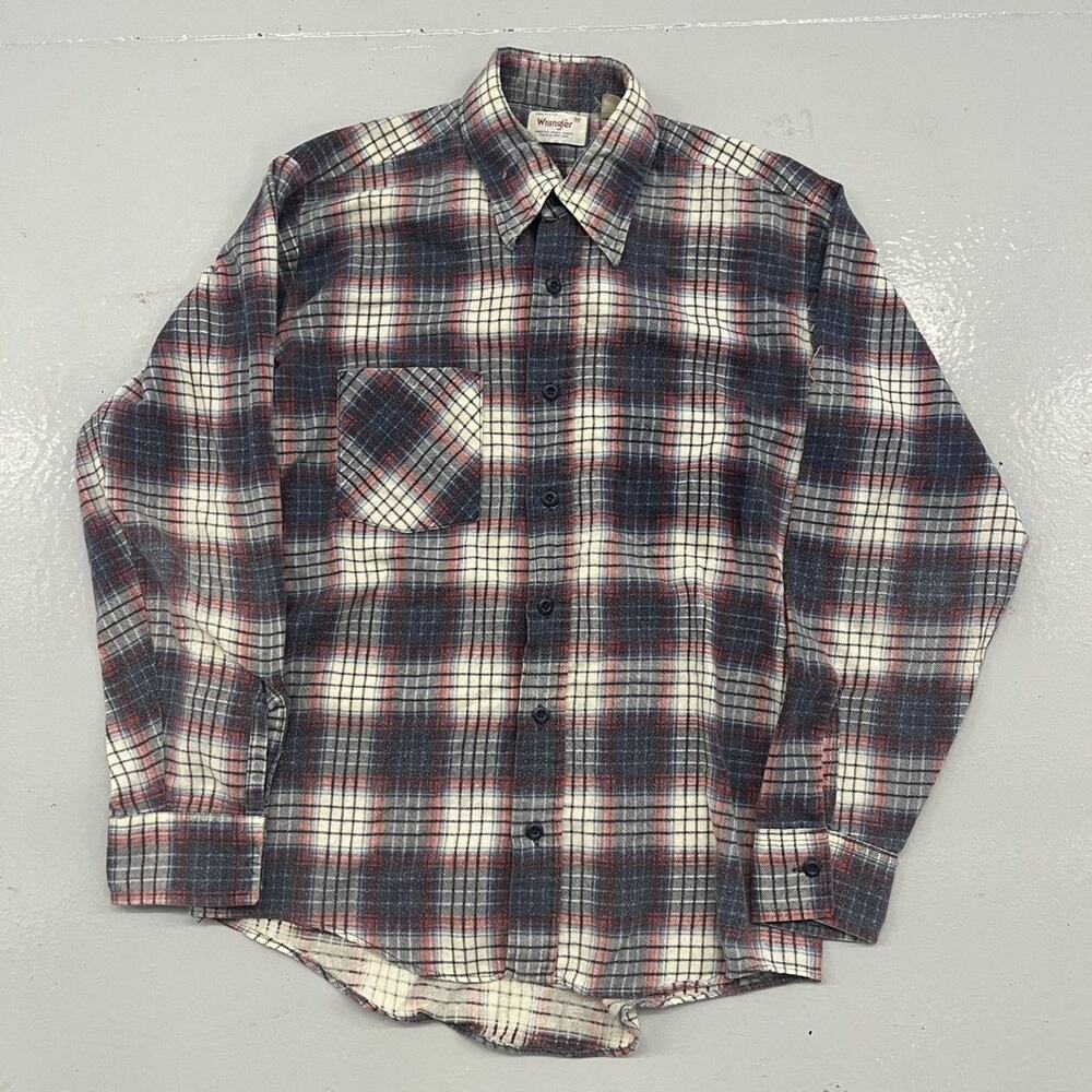 Vintage 80s Wrangler Blue/Red Plaid Cotton Flannel